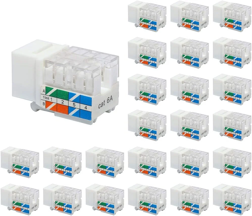 VCE 25 sztuk Cat6A RJ45 90-stopniowy wkład gniazda keystone